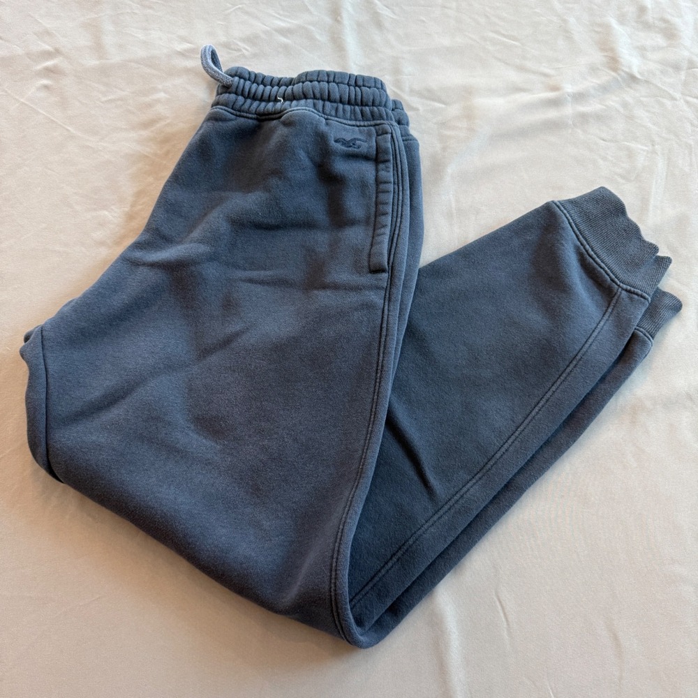 Hollister Womens Jogger Fleece Sweatpants Navy Blue Embroidered Logo Size S
